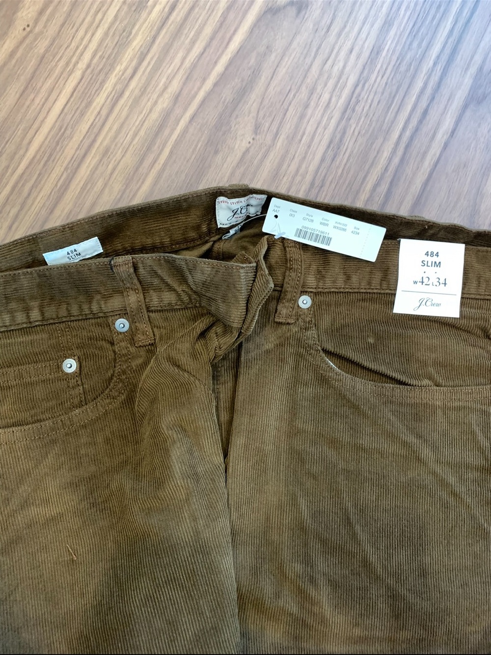 J. Crew 484 Slim Men’s Corduroy Pants in Olive Brown